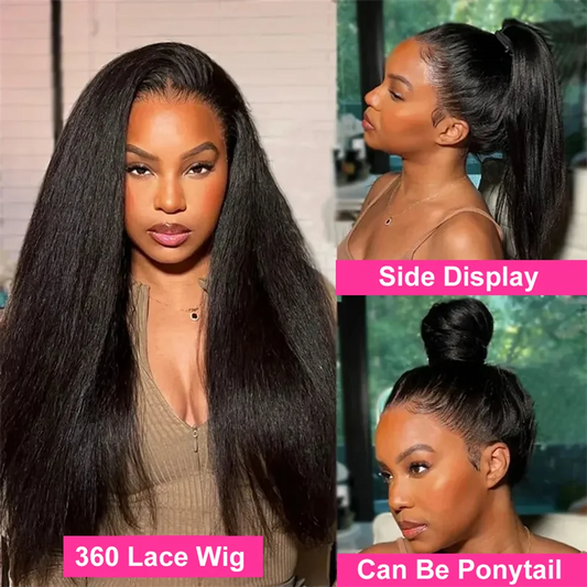 Kinky Straight Lace Front Wig Glueless Yaki Straight HD Lace Frontal Wig Vietnamese Raw Curly Human Hair Wigs On Clearance Sale