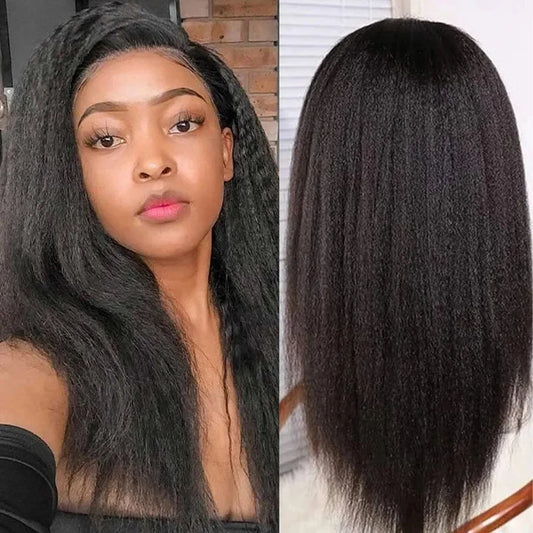 34 Inch 13X4 Transparent Yaki Kinky Straight Lace Front Human Hair Wigs For Women Curly 4X4 Closure Wig Pre Plucked Wig On Sale