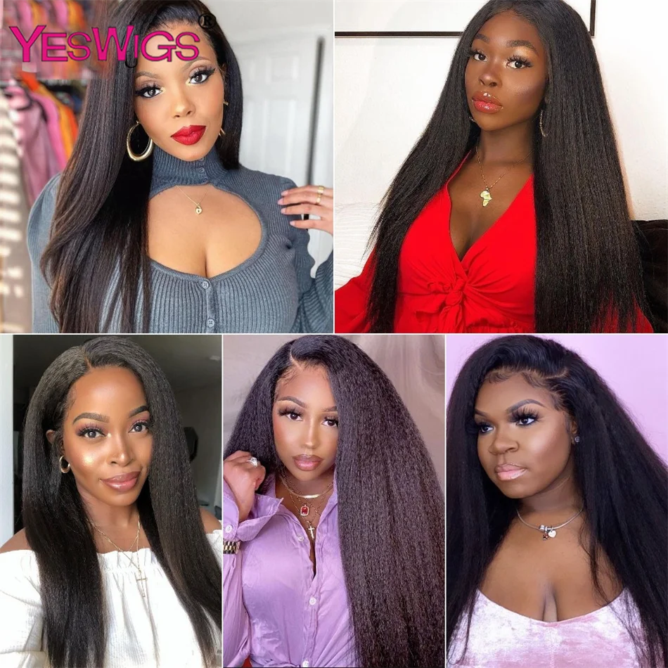 Kinky Straight Lace Front Wig Glueless Yaki Straight HD Lace Frontal Wig Vietnamese Raw Curly Human Hair Wigs On Clearance Sale