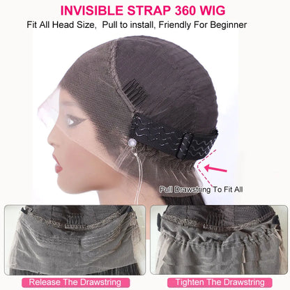 Invisible Strap 360 Full Hd Lace Glueless Wig Chocolate Brown Water Wave 30 Inch Lace Front Wig Human Hair Deep Wave Frontal Wig