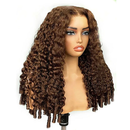 Chocolate Brown Burmese Curly 13x4 13x6 HD Lace Frontal Wig Invisible Strap 360 Full Lace Glueless Wig Lace Front Human Hair Wig