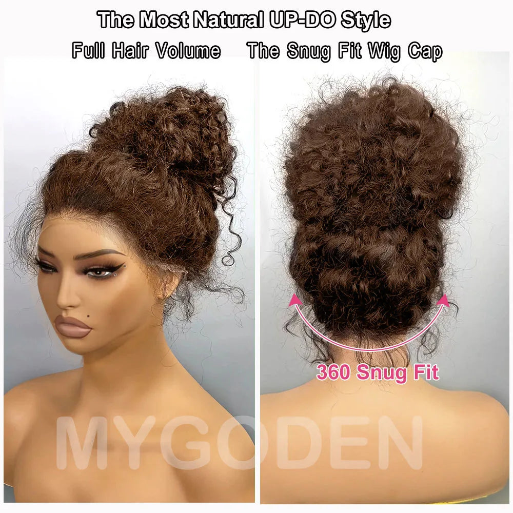 Invisible Strap 360 Full Hd Lace Glueless Wig Chocolate Brown Water Wave 30 Inch Lace Front Wig Human Hair Deep Wave Frontal Wig