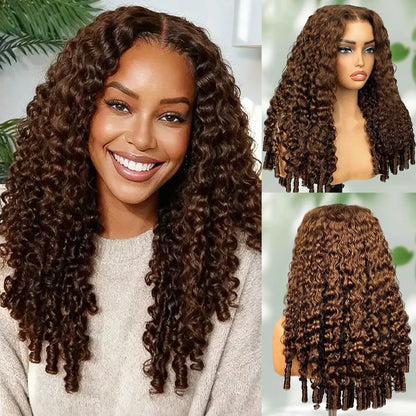 Chocolate Brown Burmese Curly 13x4 13x6 HD Lace Frontal Wig Invisible Strap 360 Full Lace Glueless Wig Lace Front Human Hair Wig