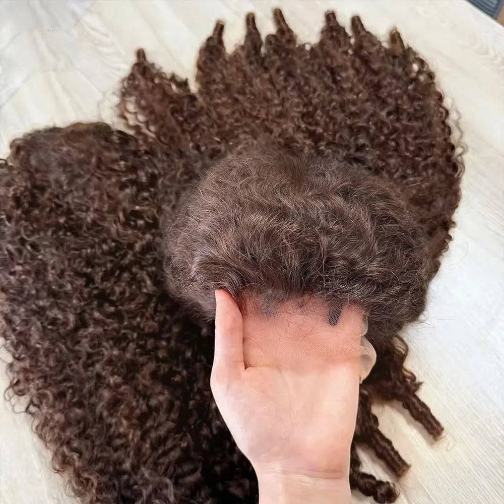 Chocolate Brown Burmese Curly 13x4 13x6 HD Lace Frontal Wig Invisible Strap 360 Full Lace Glueless Wig Lace Front Human Hair Wig
