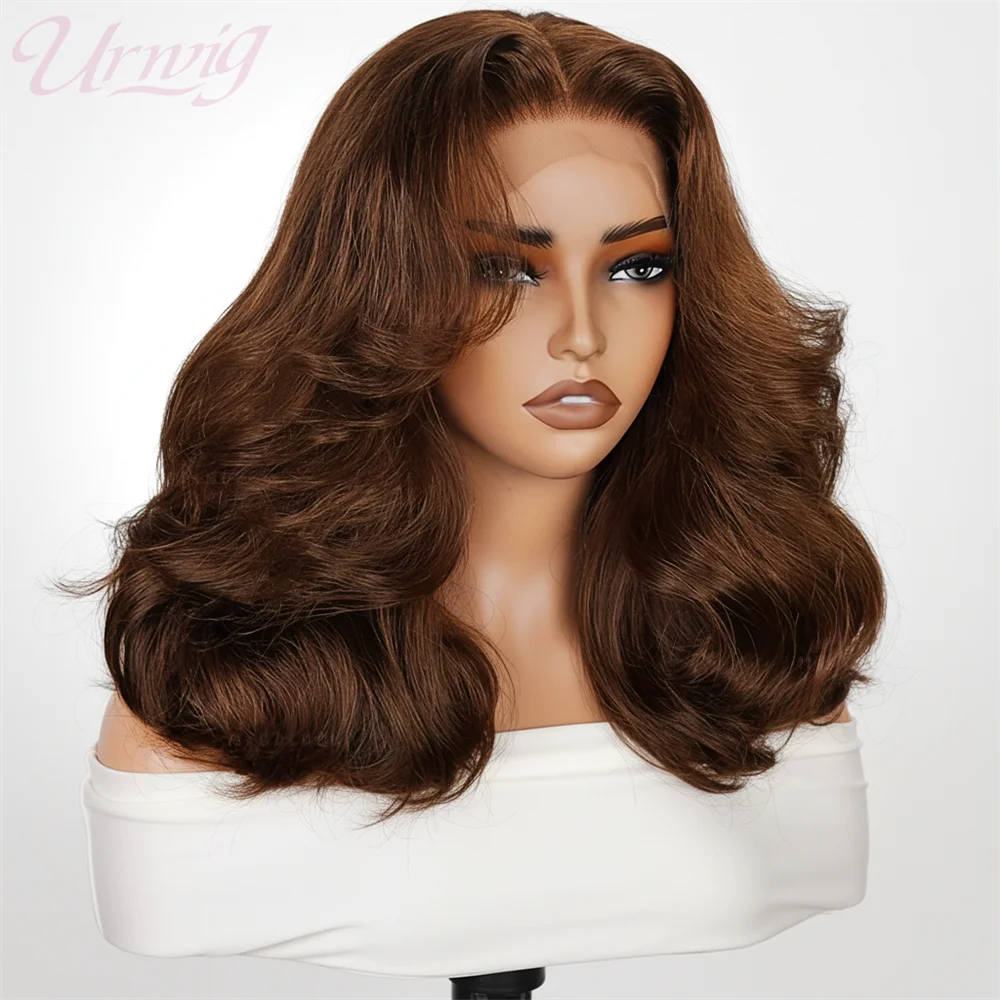 Chocolate Brown Body Wave Bob Wig 100% Human Hair 13x4 Transparent Lace Frontal Wig Short Bob Wig 10-16 Inch For Black Women