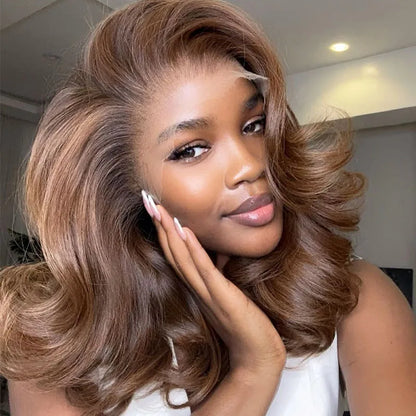 Highlights Natural Human Hair Wigs Brown Color Pre Plucked 13X6 Hd Human Hair Lace Front Wig Invisible Weaves and Wigs