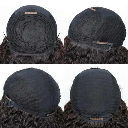 Afro Kinky Curly Hunan Hair Wigs with Bangs Full Machine Made Wig 250 Density Remy Brazilian Short Curly Bangs Wig Human Hair