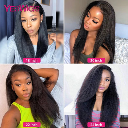 Kinky Straight Lace Front Wig Glueless Yaki Straight HD Lace Frontal Wig Vietnamese Raw Curly Human Hair Wigs On Clearance Sale