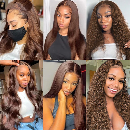 HD Chocolate Brown 13x4 Body Wave Lace Front Wig Brazilian 13x6 Lace Frontal Wigs Woman Remy Colored Human Hair Wigs Pre Plucked