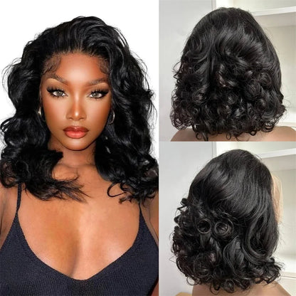 Raw Hair Vietnamese 250 Density 100% Human Hair 13x4 Lace Frontal Wigs Bouncy Wave Loose Wave Bob Wig Lace Front Human Hair Wigs