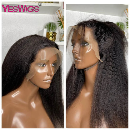Kinky Straight Lace Front Wig Glueless Yaki Straight HD Lace Frontal Wig Vietnamese Raw Curly Human Hair Wigs On Clearance Sale