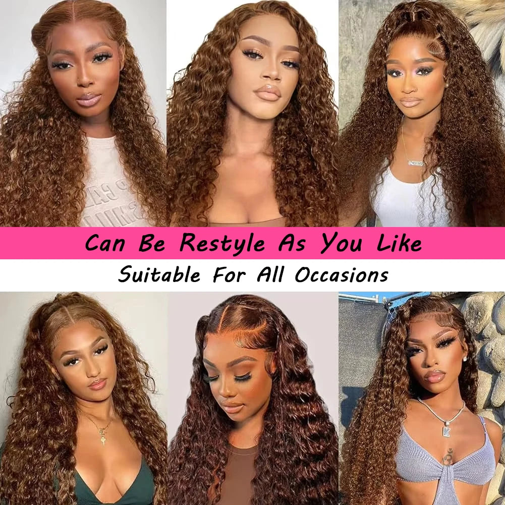 13x4 Deep Wave Chocolate Brown Human Hair Wigs Gluleless 13x6 Hd Lace Frontal Wig Pre Plucked Vietnamese Human Hair Curly Wigs
