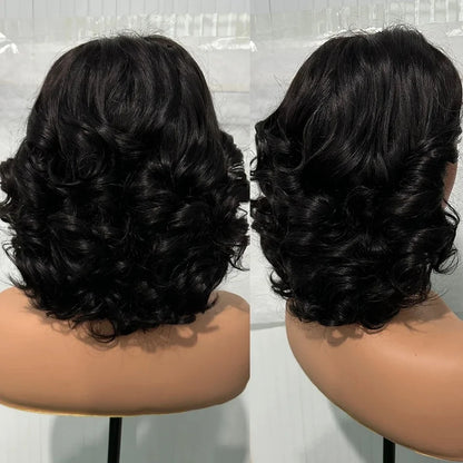 Raw Hair Vietnamese 250 Density 100% Human Hair 13x4 Lace Frontal Wigs Bouncy Wave Loose Wave Bob Wig Lace Front Human Hair Wigs