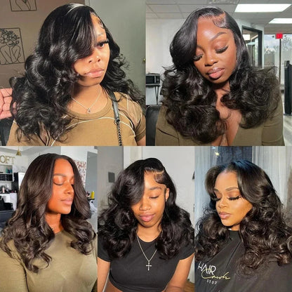 Raw Hair Vietnamese 250 Density 100% Human Hair 13x4 Lace Frontal Wigs Bouncy Wave Loose Wave Bob Wig Lace Front Human Hair Wigs