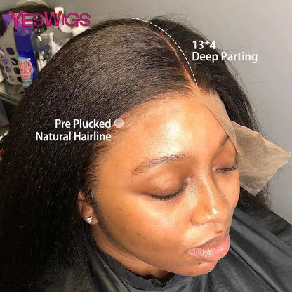 Kinky Straight Lace Front Wig Glueless Yaki Straight HD Lace Frontal Wig Vietnamese Raw Curly Human Hair Wigs On Clearance Sale