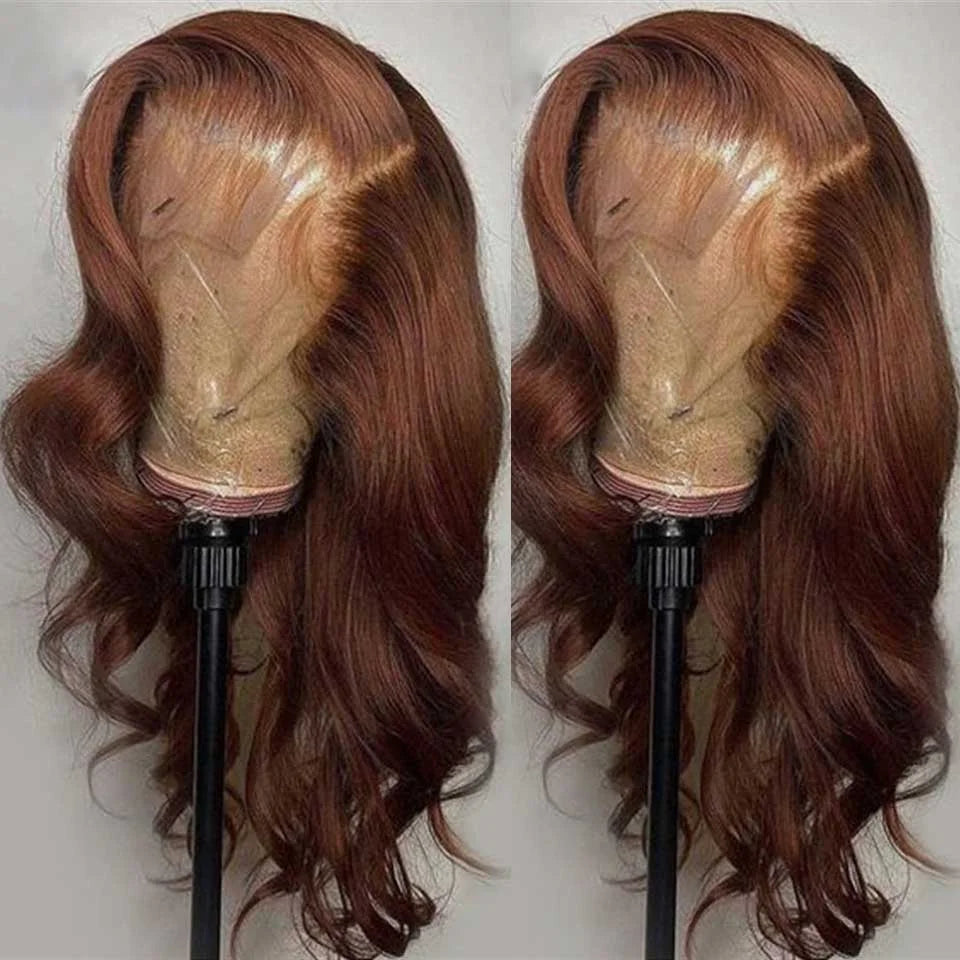 HD Chocolate Brown 13x4 Body Wave Lace Front Wig Brazilian 13x6 Lace Frontal Wigs Woman Remy Colored Human Hair Wigs Pre Plucked