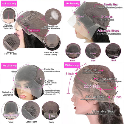 HD 360 Full Lace Wig Human Hair Pre plucked HD Lace Wig 13x6 Human Hair Wigs 36 inch Bone Straight Lace Frontal Wig For Women