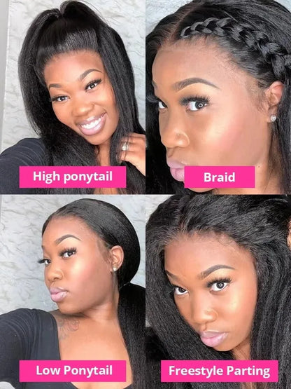 30 40Inch Invisible Strap 360 Full Lace Wig Human Hair Pre Plucked Hd Kinky Straight Human Hair Wig Drawstring Wig Brazilian