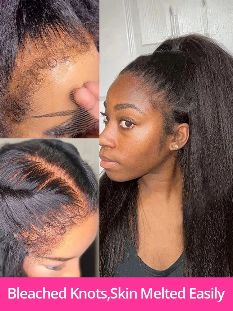 30 40Inch Invisible Strap 360 Full Lace Wig Human Hair Pre Plucked Hd Kinky Straight Human Hair Wig Drawstring Wig Brazilian