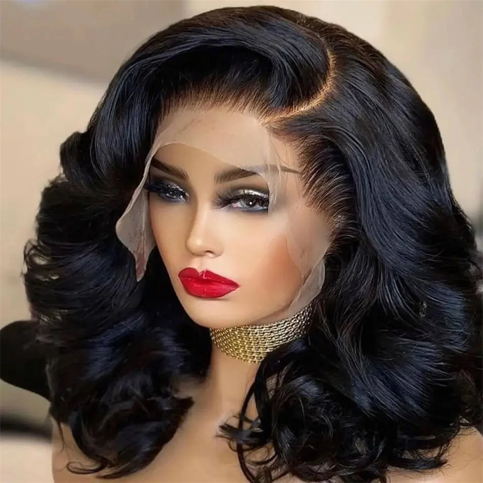 Raw Hair Vietnamese 250 Density 100% Human Hair 13x4 Lace Frontal Wigs Bouncy Wave Loose Wave Bob Wig Lace Front Human Hair Wigs
