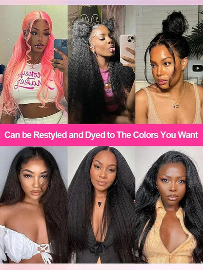 30 40Inch Invisible Strap 360 Full Lace Wig Human Hair Pre Plucked Hd Kinky Straight Human Hair Wig Drawstring Wig Brazilian
