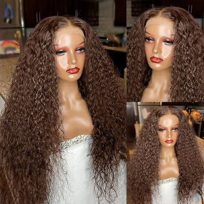 13x4 Deep Wave Chocolate Brown Human Hair Wigs Gluleless 13x6 Hd Lace Frontal Wig Pre Plucked Vietnamese Human Hair Curly Wigs