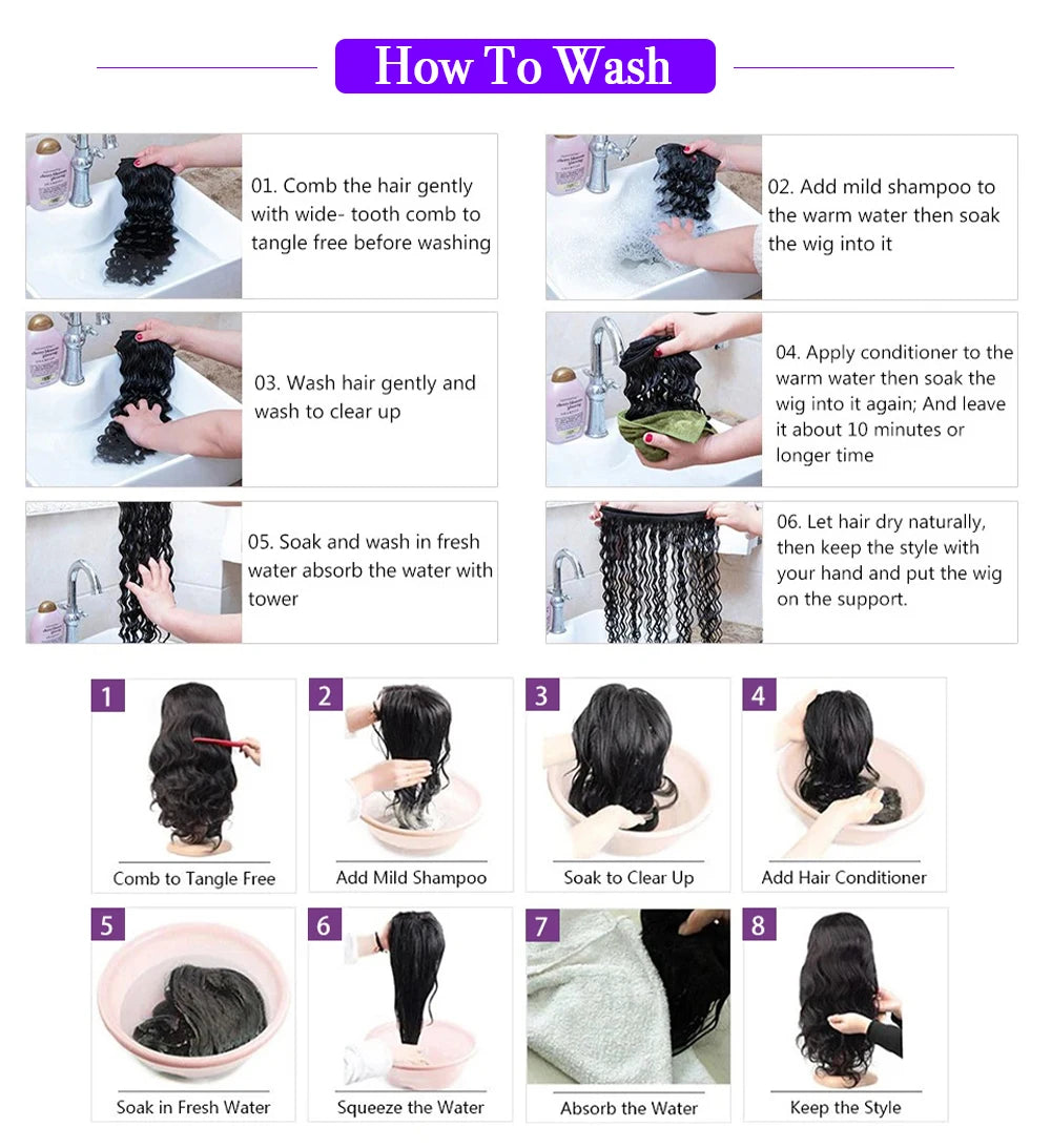 Glueless Wigs Human Hair 400 Density 360 HD Transparent Lace Human Hair Wig 13x4/13x6 Lace Frontal Wig Preplucked 100%Human Hair