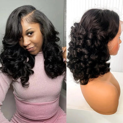 Raw Hair Vietnamese 250 Density 100% Human Hair 13x4 Lace Frontal Wigs Bouncy Wave Loose Wave Bob Wig Lace Front Human Hair Wigs