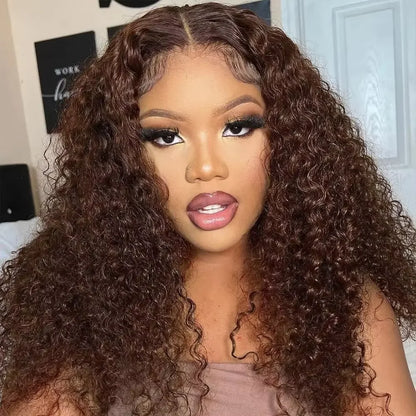 13x4 Deep Wave Chocolate Brown Human Hair Wigs Gluleless 13x6 Hd Lace Frontal Wig Pre Plucked Vietnamese Human Hair Curly Wigs