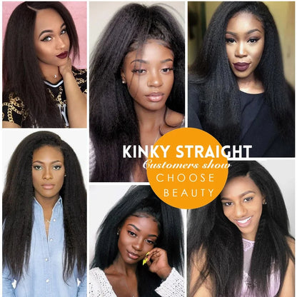 Kinky Straight Lace Front Wig Glueless Yaki Straight HD Lace Frontal Wig Vietnamese Raw Curly Human Hair Wigs On Clearance Sale