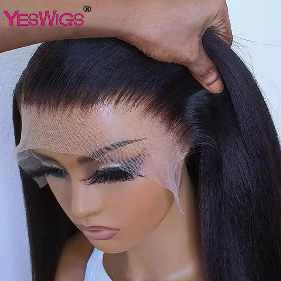 Kinky Straight Lace Front Wig Glueless Yaki Straight HD Lace Frontal Wig Vietnamese Raw Curly Human Hair Wigs On Clearance Sale