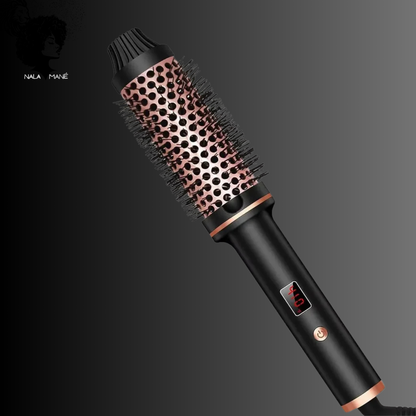 Dual Voltage Electric Curling Iron Brush Thermal Brush Traveling Volume Curls LED Digital Display Tourmaline Ionic Hair Curler