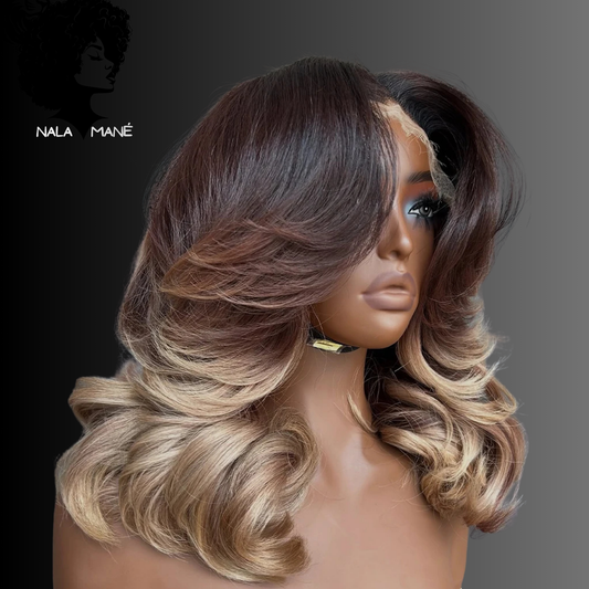 Brown Blonde Colored Short Bob Wig Human Hair 13x4 Lace Front Wig Brazilian Body Wave Wigs 180 Density For Women