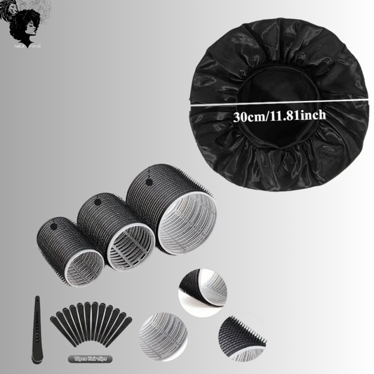 31Pcs Heatless Hair Curlers Set with 18 Self Grip Rollers 12 Clips Satin Nightcap for Overnight Natural Waves Styling Kit
